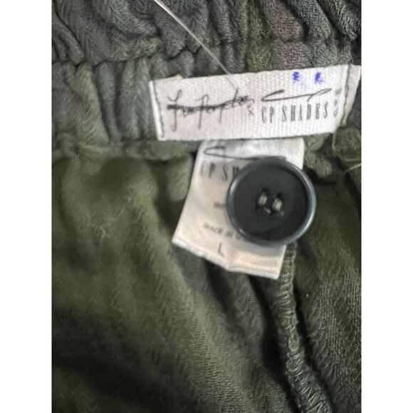 Free People CP Shades Plaid Trousers Millstone Green Slouchy Size Large - Picture 9 of 10